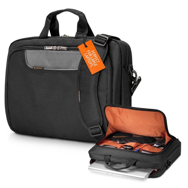 EVERKI Advance Laptop Briefcase 18.4 Inch - Business Briefcase for Men & Women, Ideal Lap Top Computer Bag for Travel, Heavy Duty Laptop Bag, Lap Top Messenger Carrying Case, (EKB407NCH18) Black - Image 1